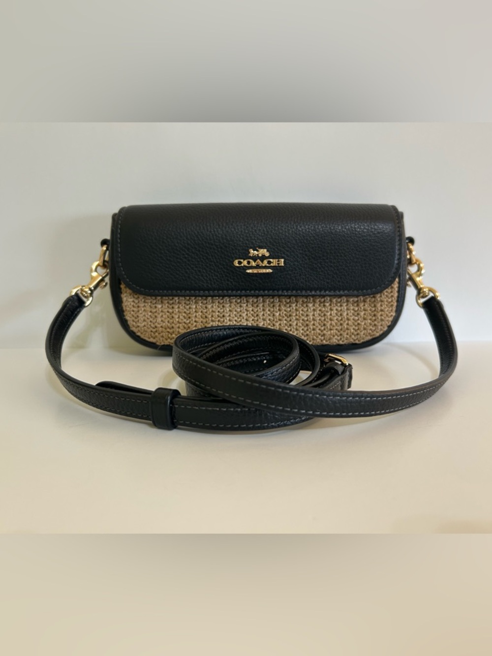 Coach Hailey FlapBag Crossbody Toast/Black Gold Hardware Can69